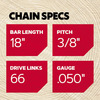 Oregon B66 PowerCut Saw Chain for 18in. Bar - 66 Drive Links - fits Stihl, Echo Pouland, Homelite, McCulloch and others