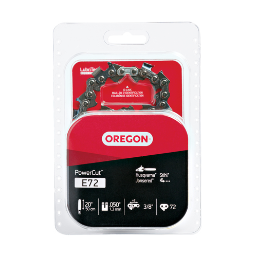 Oregon E72 PowerCut Saw Chain for 20in. Bar - 72 Drive Links - fits Echo, Husqvarna, Stihl, Makita, Craftsman and more